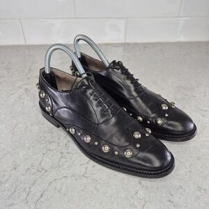 MARC JACOBS Womens Black Studded‎ Oxfords Shoes 37